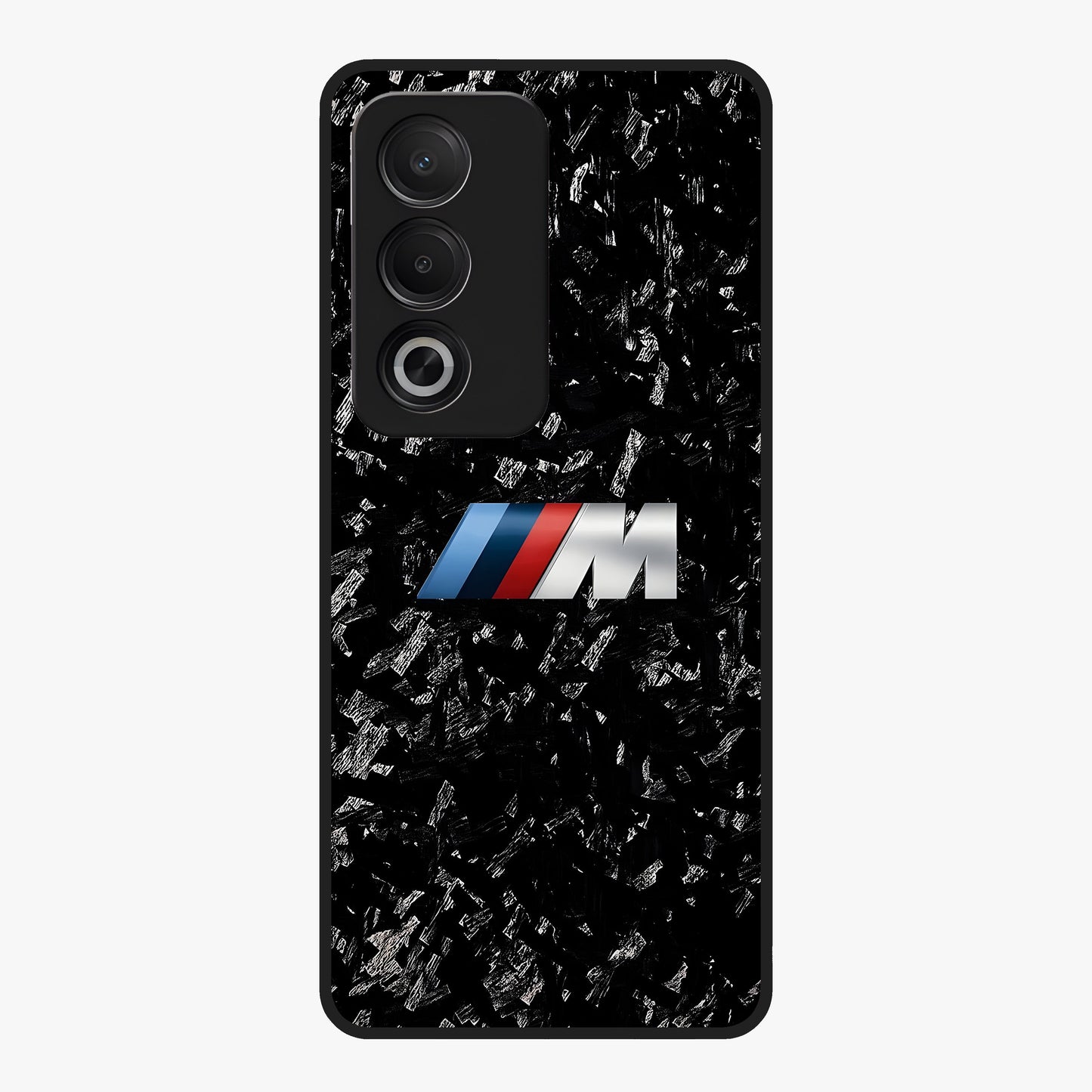 Carbon Speed Mark Glass Case showing flat back view with sporty carbon pattern artwork and glossy glass finish.