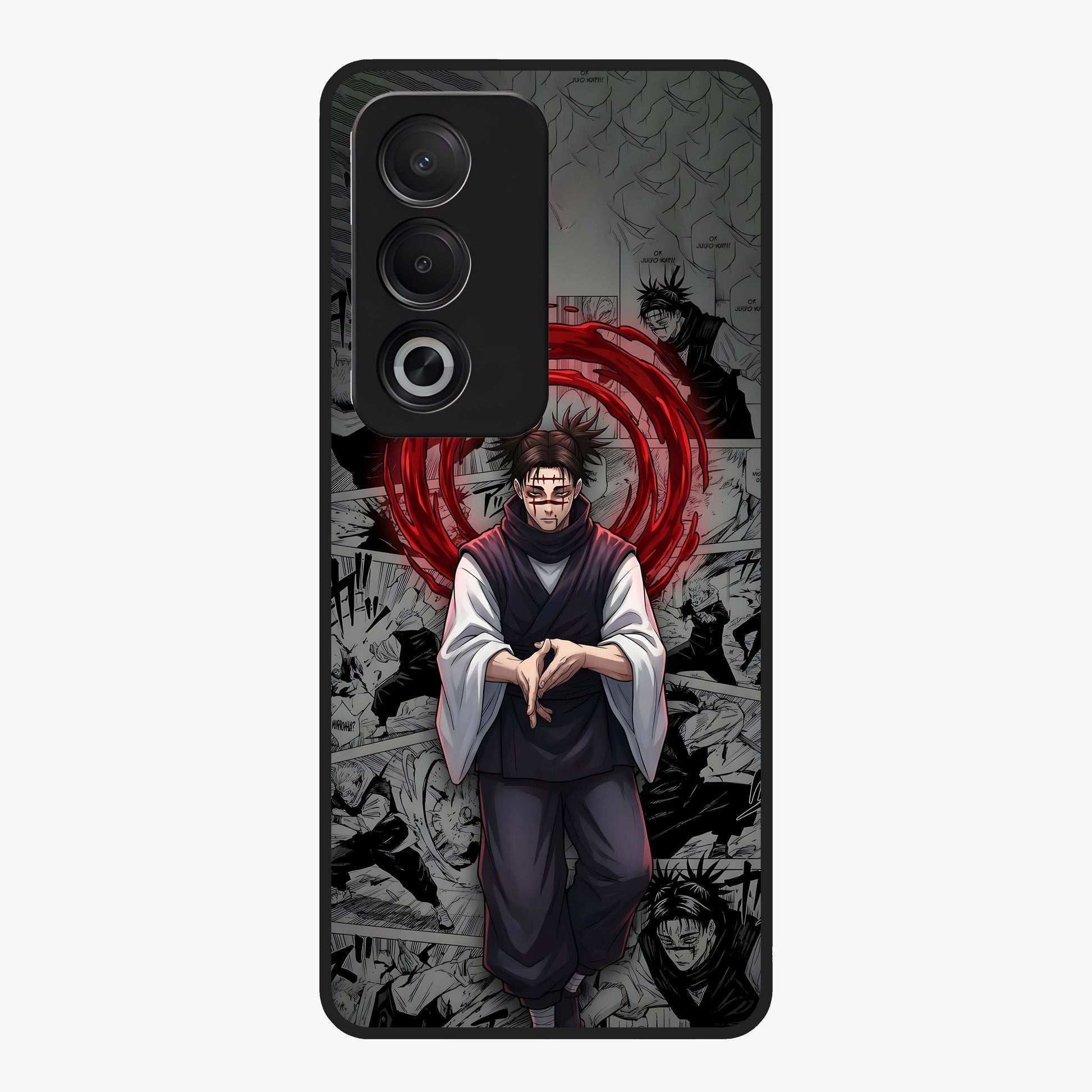 Cursed Ritual Ascension Glass Case showing flat back view with dark ritual themed artwork and glossy glass finish.