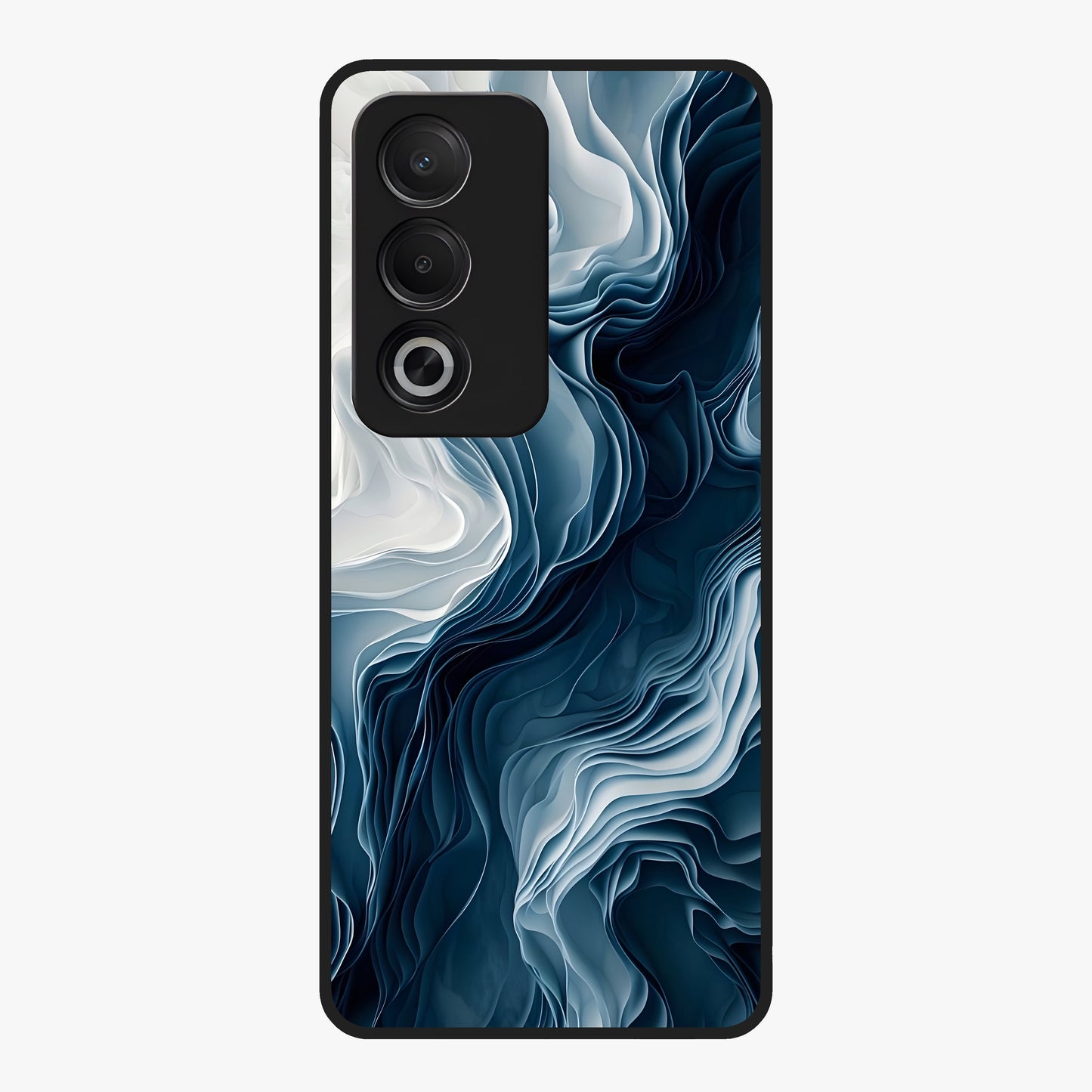 Ethereal Paper Marble Glass Case showing flat back view with soft marble paper texture artwork and glossy glass finish.