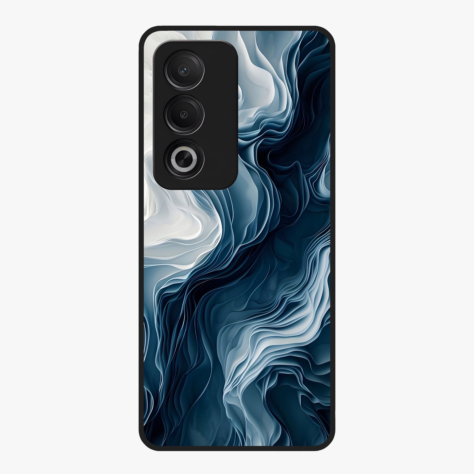 Ethereal Paper Marble Glass Case showing flat back view with soft marble paper texture artwork and glossy glass finish.