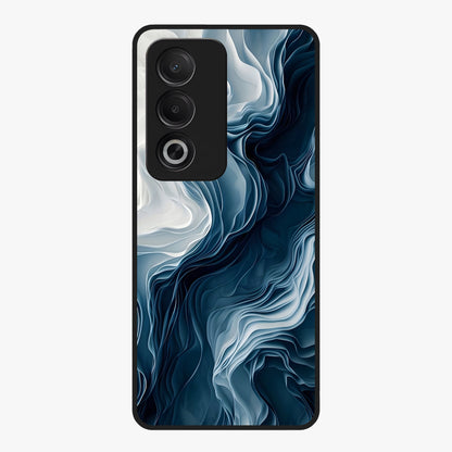 Ethereal Paper Marble Glass Case showing flat back view with soft marble paper texture artwork and glossy glass finish.