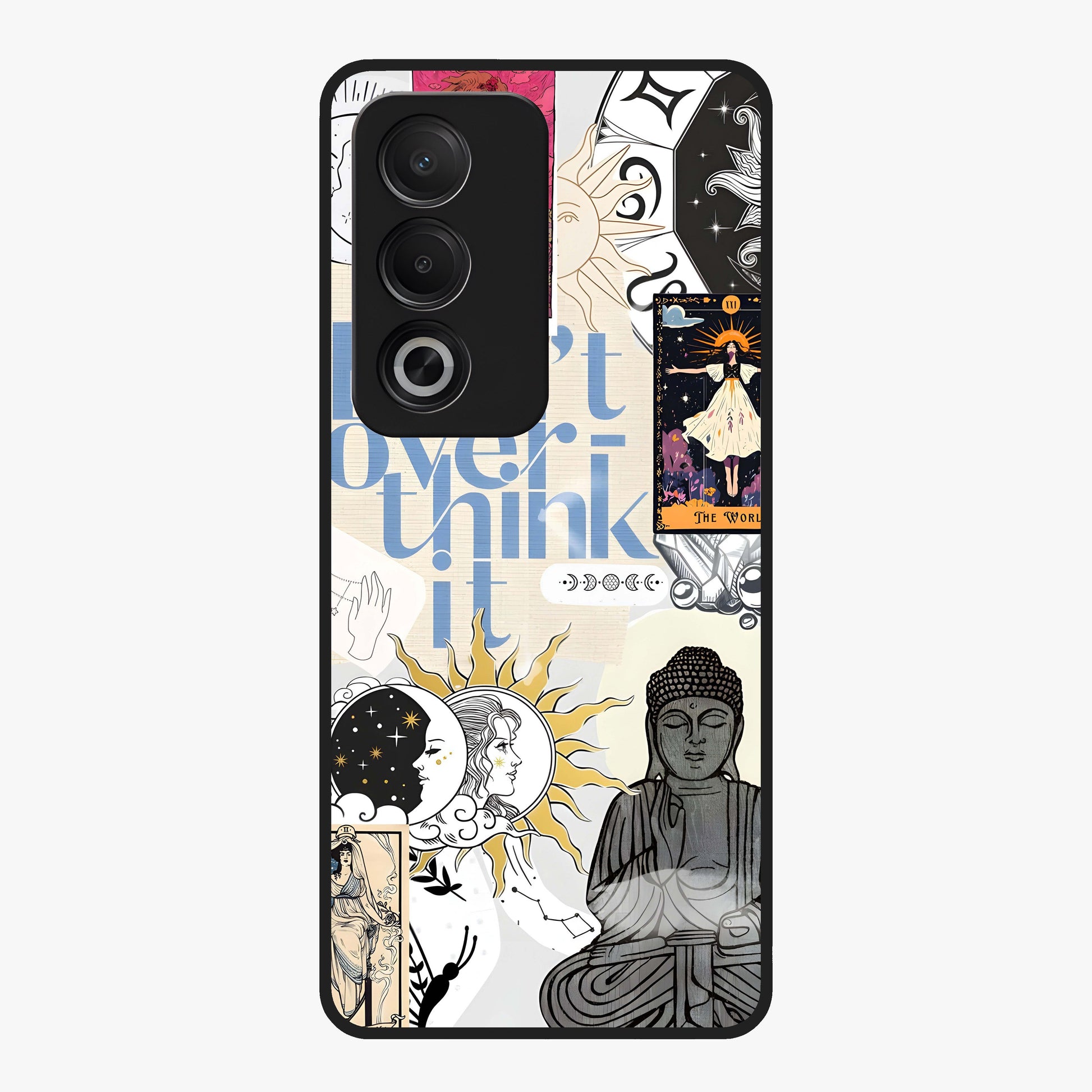Ethereal Thoughts Glass Case showing flat back view with dreamy artistic artwork and glossy glass finish.