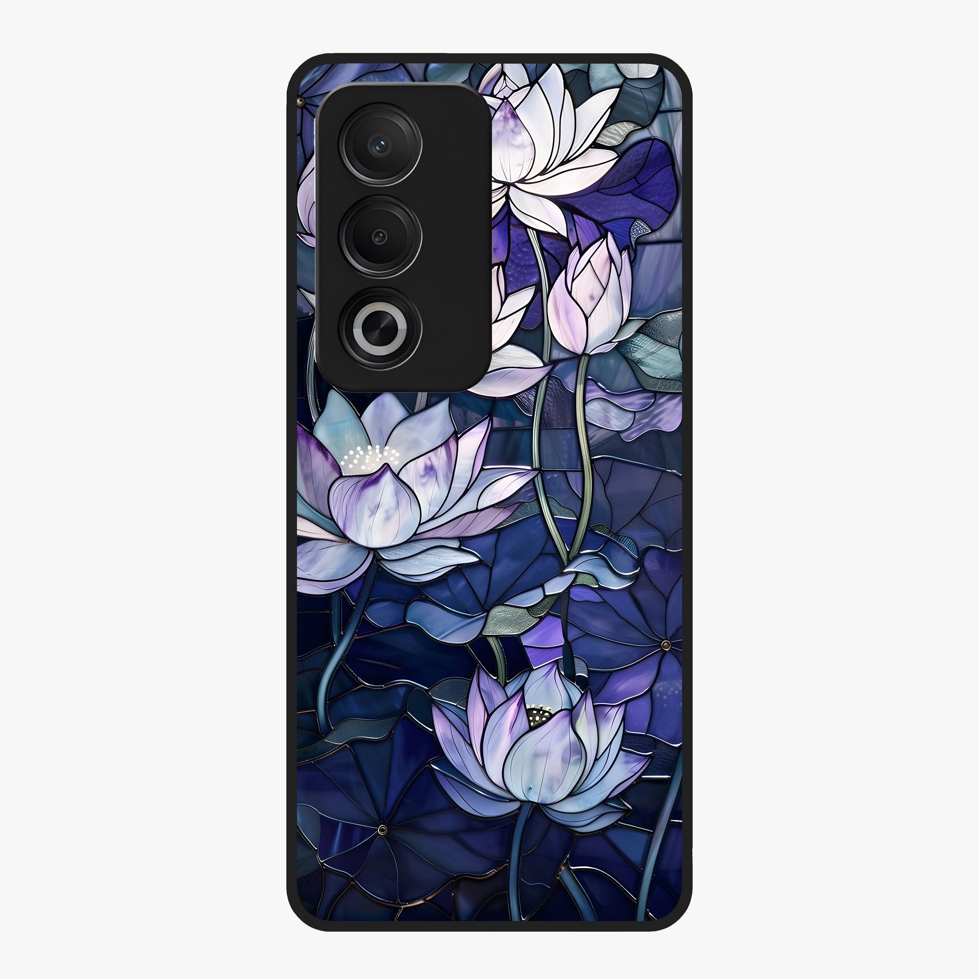 Gloss Petal Rush Glass Case showing flat back view with glossy flower petal artwork and smooth glass finish.