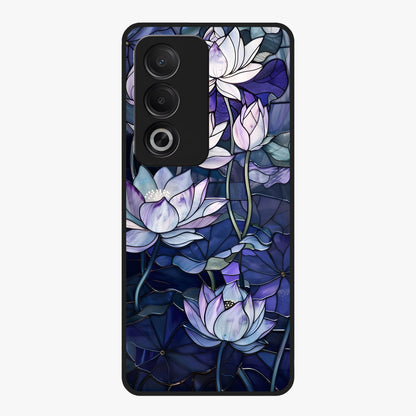 Gloss Petal Rush Glass Case showing flat back view with glossy flower petal artwork and smooth glass finish.