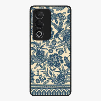 Heirloom Wild Bloom Glass Case showing flat back view with vintage inspired wild flower artwork and glossy glass finish.