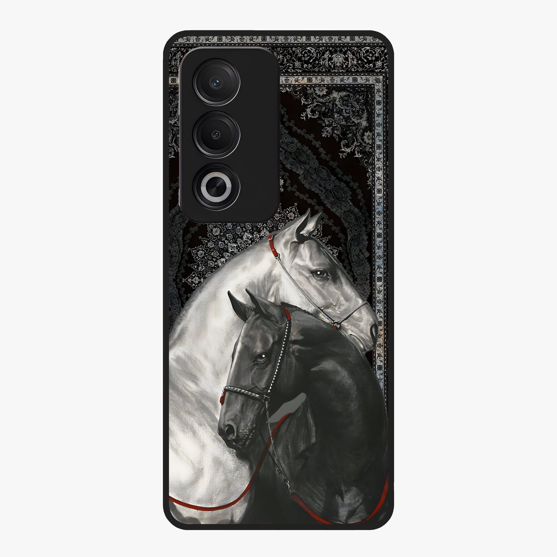Majestic Ride Legacy Glass Case showing flat back view with powerful automotive inspired artwork and glossy glass finish.