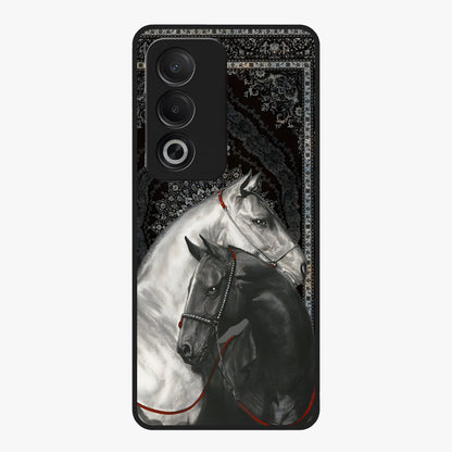 Majestic Ride Legacy Glass Case showing flat back view with powerful automotive inspired artwork and glossy glass finish.