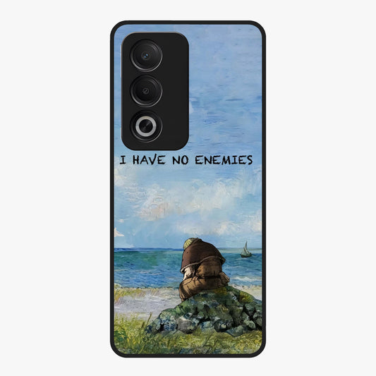 Peace Beyond War Glass Case showing flat back view with symbolic peace themed artwork and glossy glass finish.