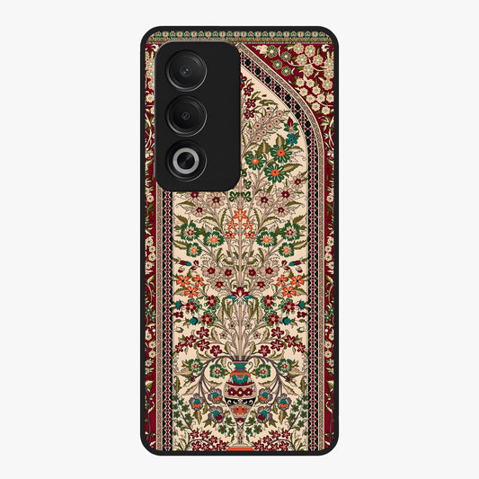 Persian Inspired Glass Case showing flat back view with ornate Persian style pattern artwork and glossy glass finish.