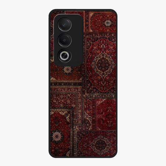 Persian Velvet Tale Glass Case showing flat back view with luxurious Persian velvet pattern artwork and glossy glass finish.
