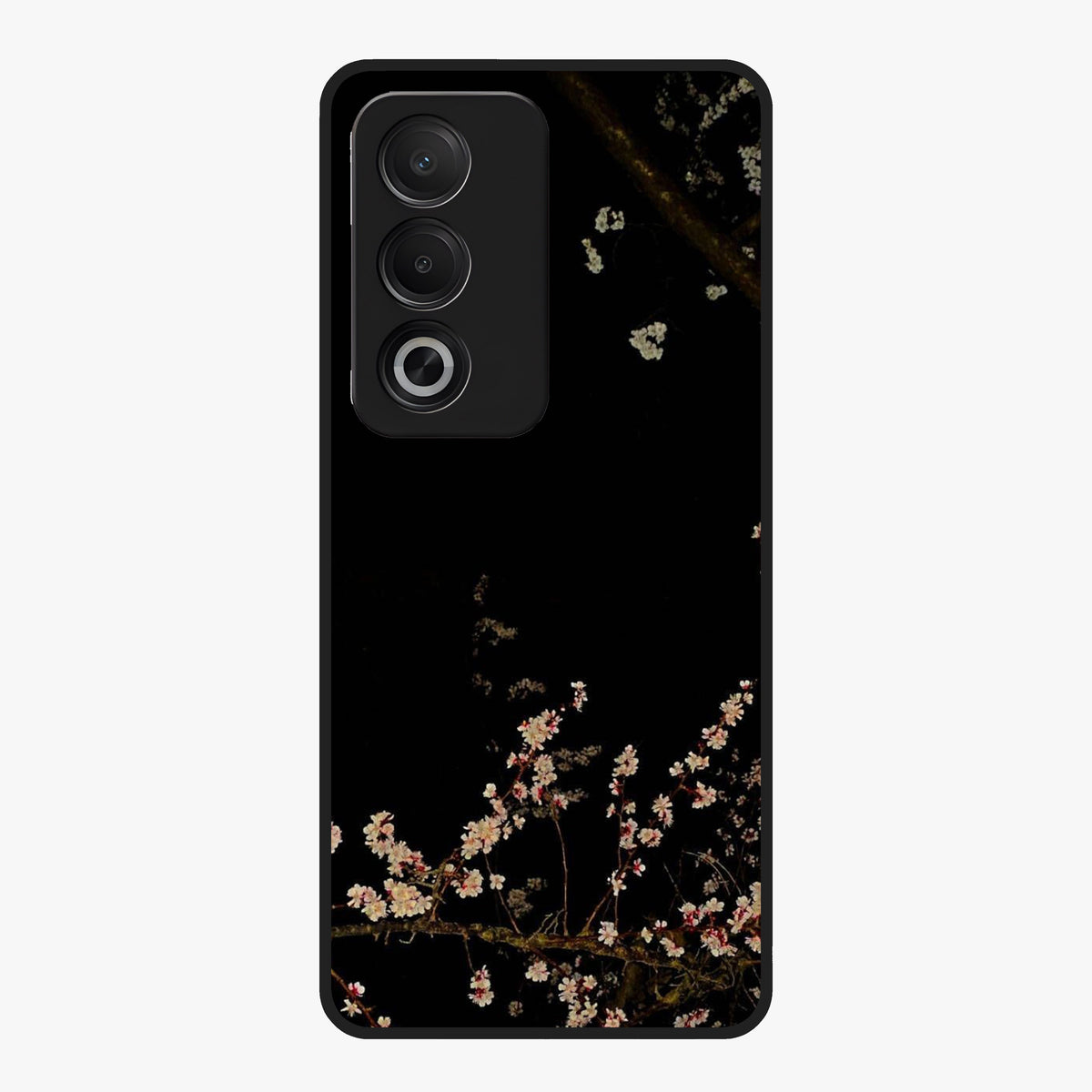 Petal Moon Light With Custom Name Glass Case showing flat back view with floral moonlight artwork and personalized name design.