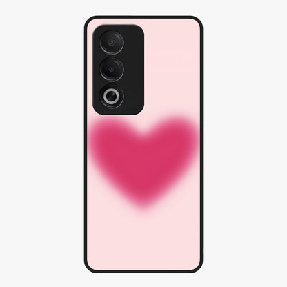 Pink Aura Heart Glass Case showing flat back view with glowing heart artwork and glossy glass finish.