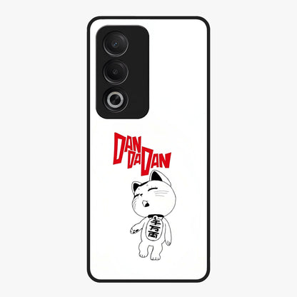 Playful Spirit Charm Glass Case showing flat back view with cheerful charm themed artwork and glossy glass finish.