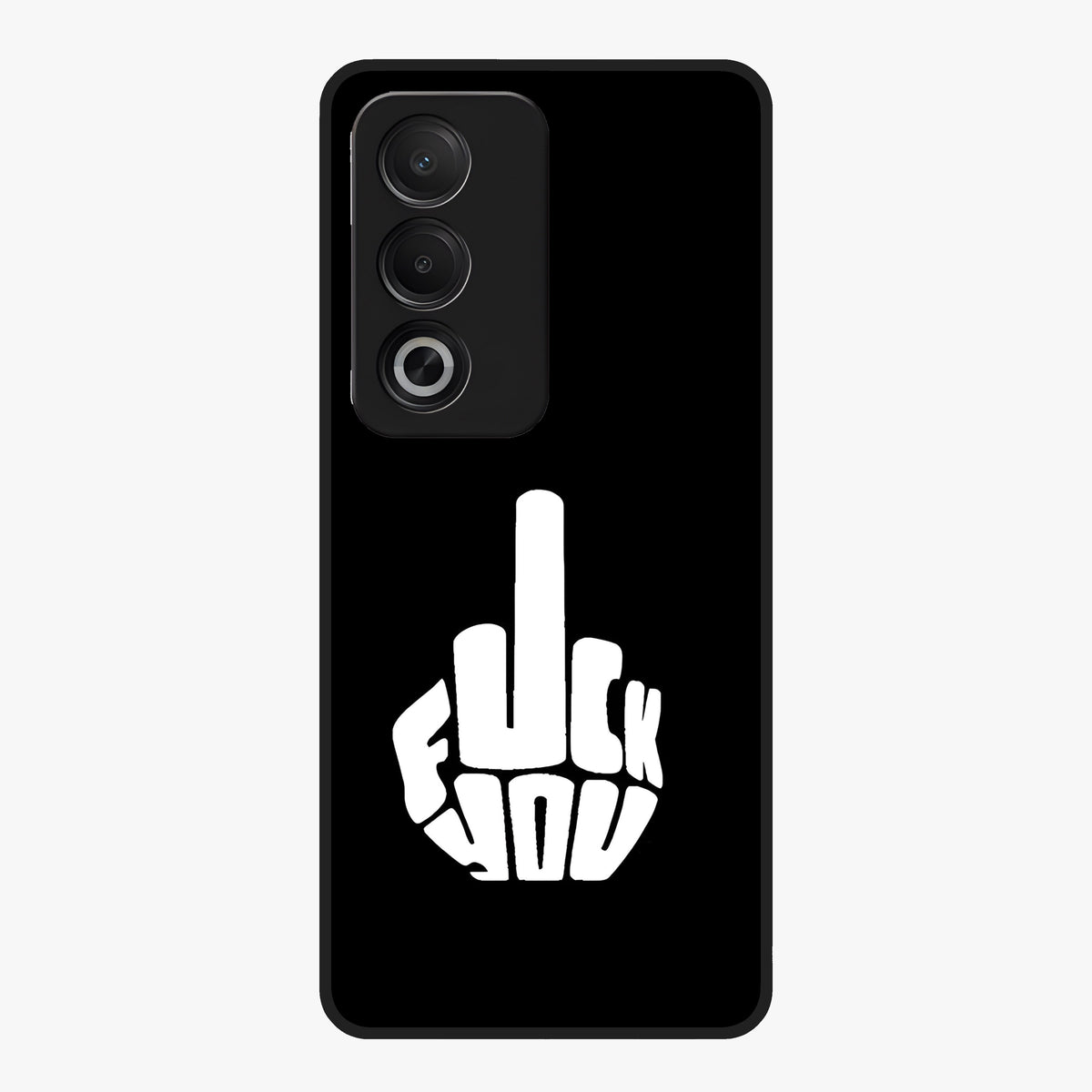Rebel Mode On Glass Case showing flat back view with bold rebellious typography artwork and glossy glass finish.