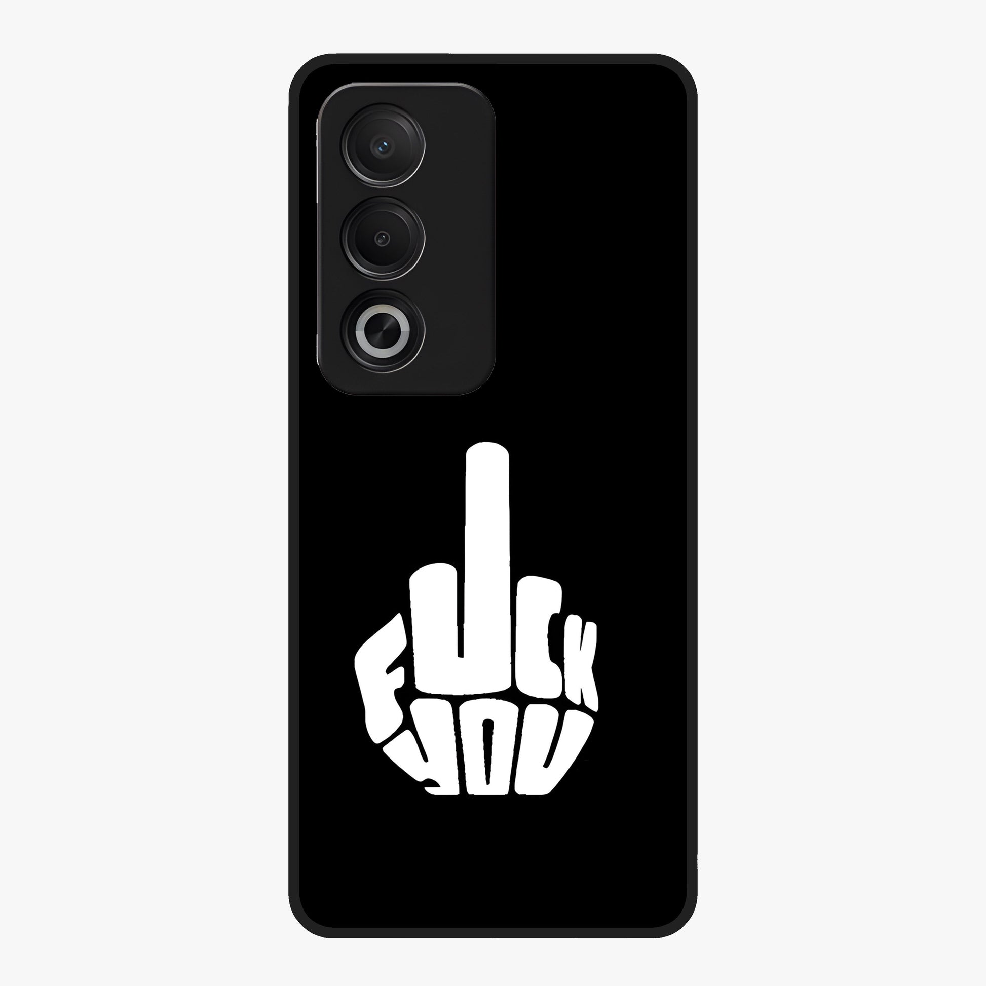 Rebel Mode On Glass Case showing flat back view with bold rebellious typography artwork and glossy glass finish.