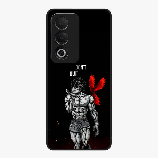 Rise Beyond Limits Glass Case showing flat back view with motivational typography artwork and glossy glass finish.