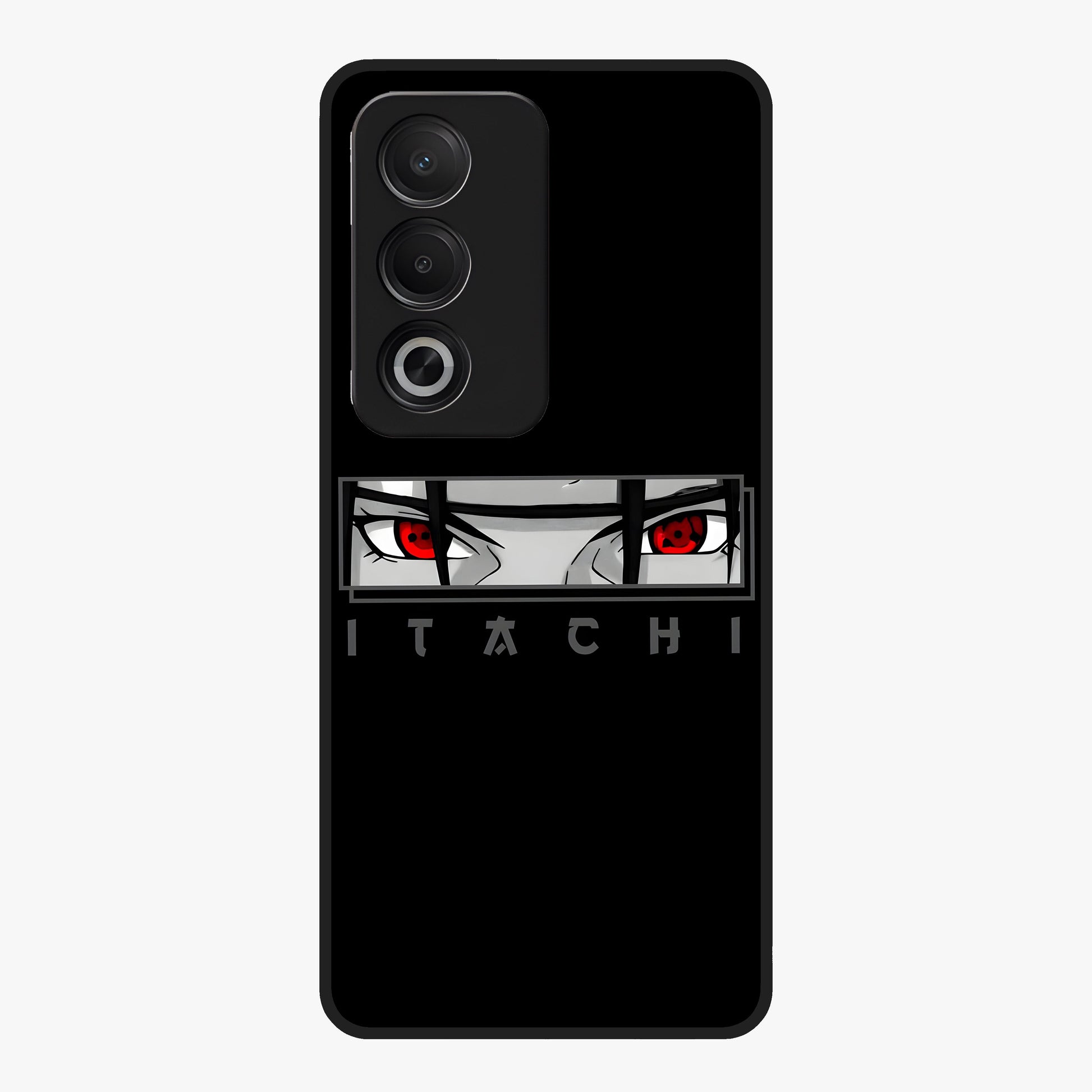 Scarlet Gaze Dominance Glass Case showing flat back view with striking red themed artwork and glossy glass finish.