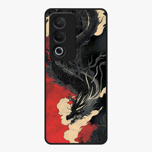 Shadow Dragon Fury Glass Case showing flat back view with fierce dragon artwork and glossy glass finish.