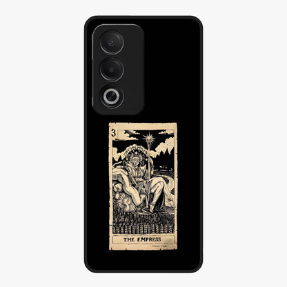 The Empress Glass Case showing flat back view with regal feminine artwork and glossy glass finish.