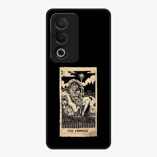 The Empress Glass Case showing flat back view with regal feminine artwork and glossy glass finish.