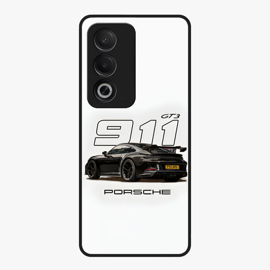 Turbo Legacy Icon Glass Case showing flat back view with iconic sports car inspired artwork and glossy glass finish.