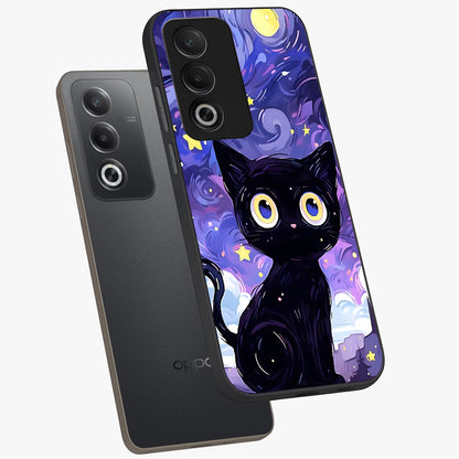 Abstract Cat Art Glass Case displayed in angled mockup highlighting modern abstract cat artwork and sleek glass surface.