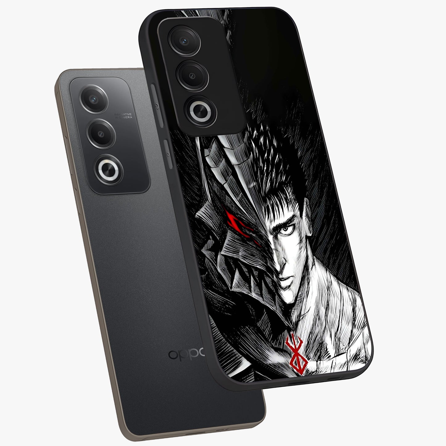 Berserker Blood Oath Glass Case displayed in angled mockup highlighting dark fantasy graphic design and powerful theme.