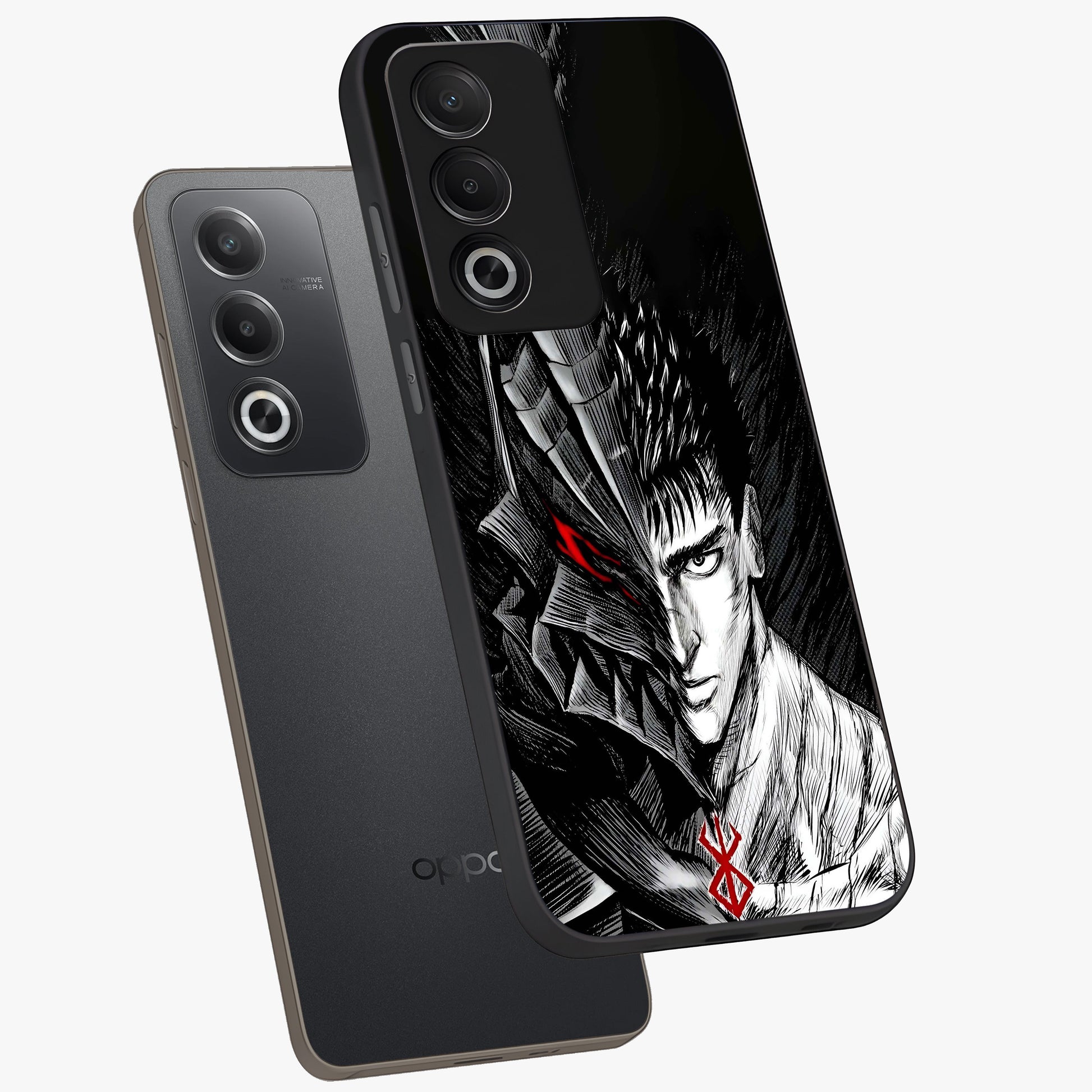 Berserker Blood Oath Glass Case displayed in angled mockup highlighting dark fantasy graphic design and powerful theme.