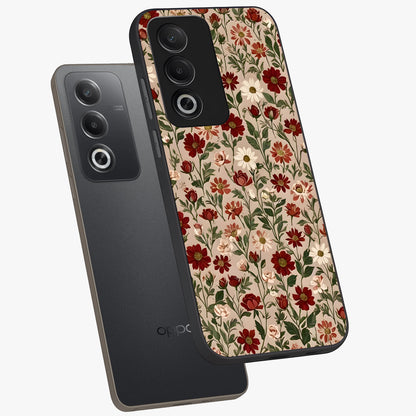 Biege Flower With Leaf Glass Case displayed in angled mockup highlighting minimal floral leaf design and elegant aesthetic.