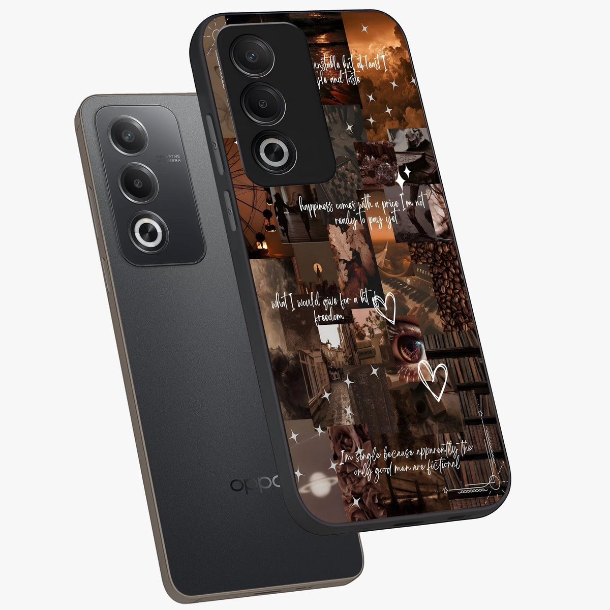 Bittersweet Aesthetic Chaos Glass Case displayed in angled mockup highlighting expressive abstract artwork and edgy aesthetic theme.