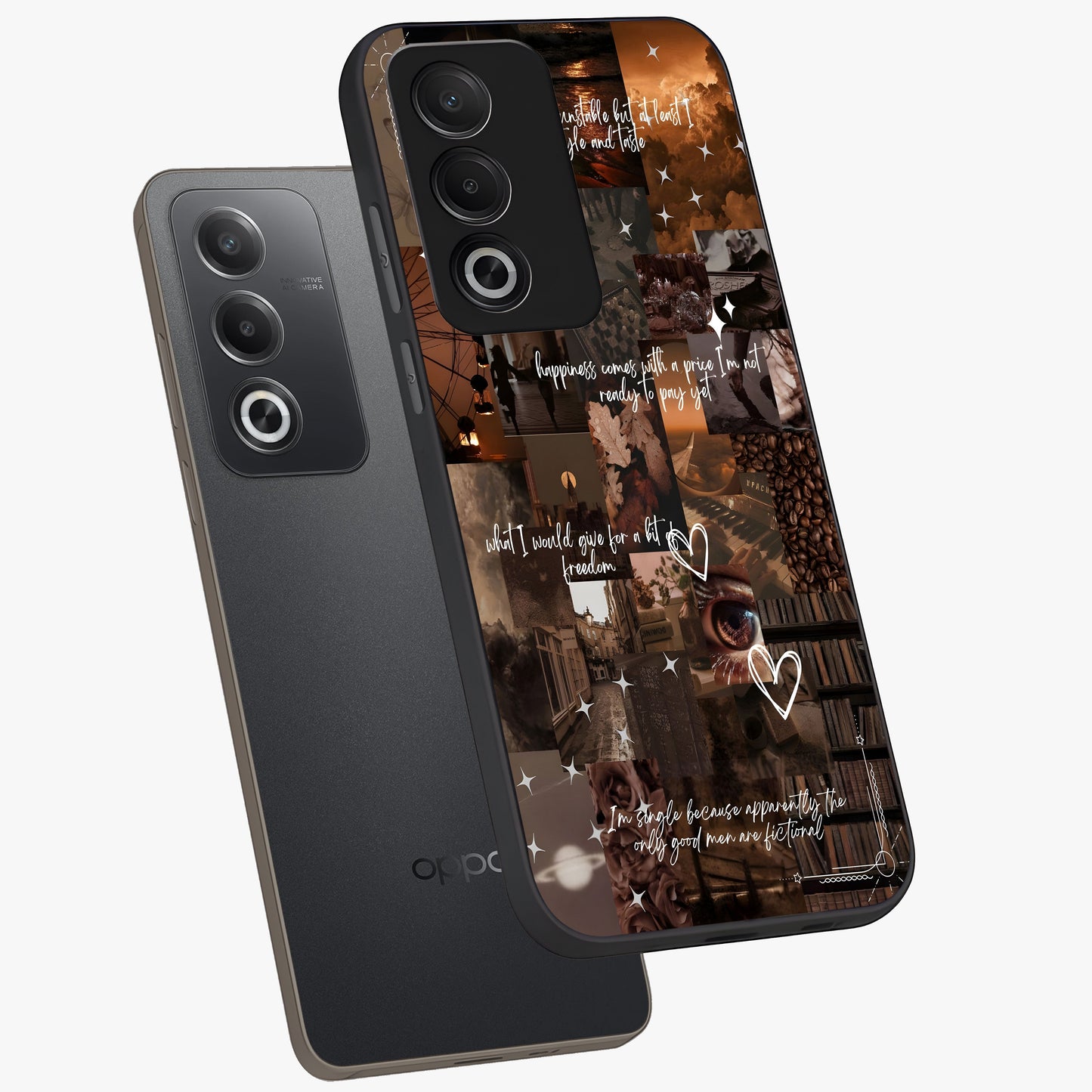 Bittersweet Aesthetic Chaos Glass Case displayed in angled mockup highlighting expressive abstract artwork and edgy aesthetic theme.