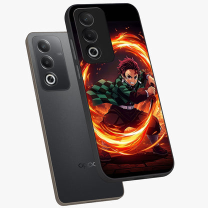 Blazing Sword Resolve Glass Case displayed in angled mockup highlighting powerful sword illustration and bold fantasy theme.