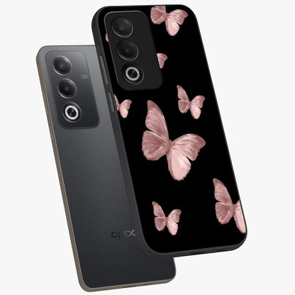 Butterfly Pattern Glass Case displayed in angled mockup highlighting delicate butterfly design and aesthetic pattern style.
