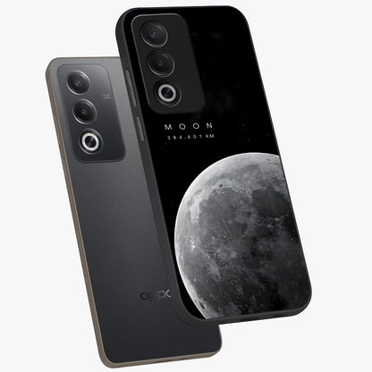 Cosmic Moon Glow Glass Case displayed in angled mockup highlighting celestial moon design with cosmic aesthetic theme.