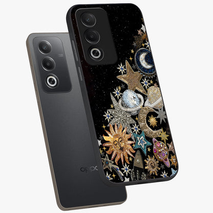 Cosmic Sparkle Dreams Glass Case displayed in angled mockup highlighting dreamy star sparkle design with celestial aesthetic.