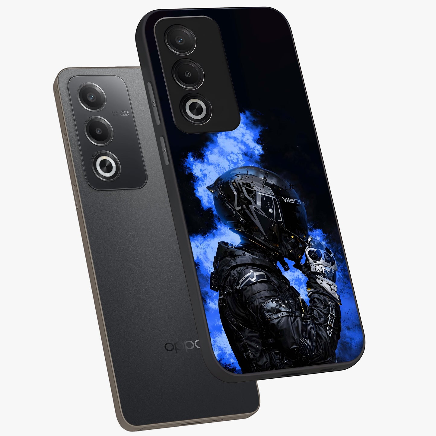 Cyber Sentinel Protocol Glass Case displayed in angled mockup highlighting digital cyber design with sci-fi aesthetic style.