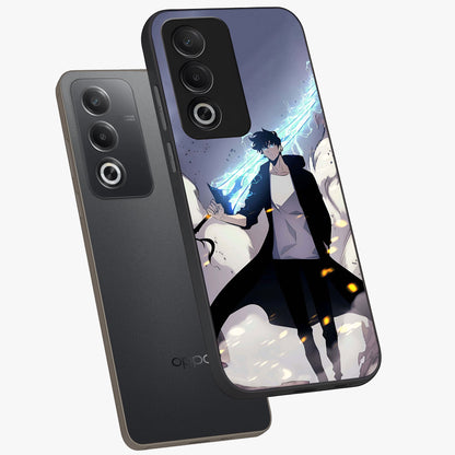 Dark Lightning Anime Warrior Glass Case displayed in angled mockup highlighting powerful lightning themed anime illustration.