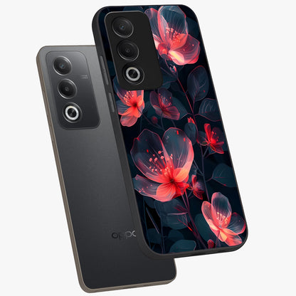 Dark Shade of Flower Glass Case displayed in angled mockup highlighting moody floral illustration with aesthetic dark tones.