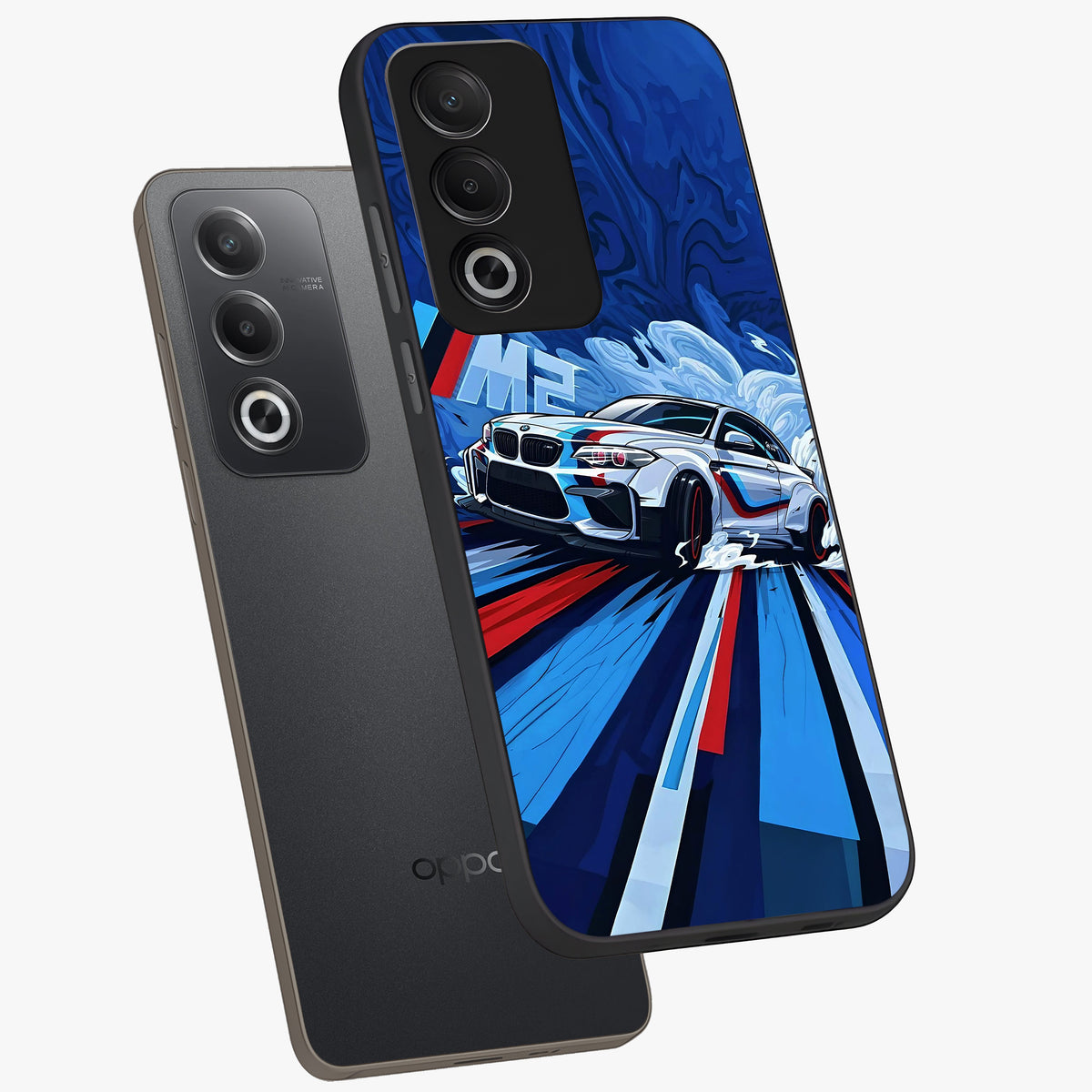 Drift Power Rush Glass Case displayed in angled mockup highlighting powerful drift car design with sporty aesthetic style.