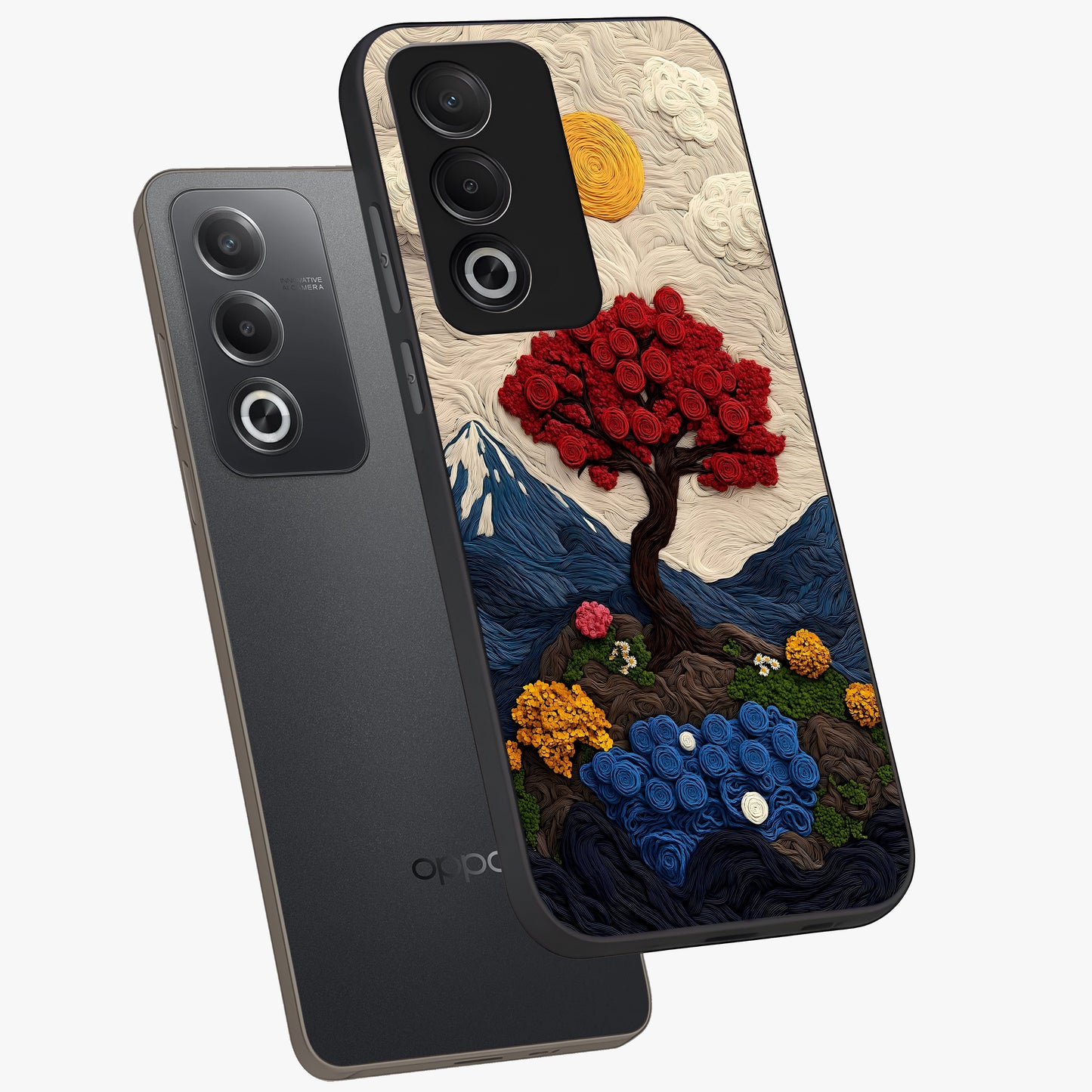 Eternal Nature Tapestry Glass Case displayed in angled mockup highlighting detailed botanical pattern with artistic aesthetic.