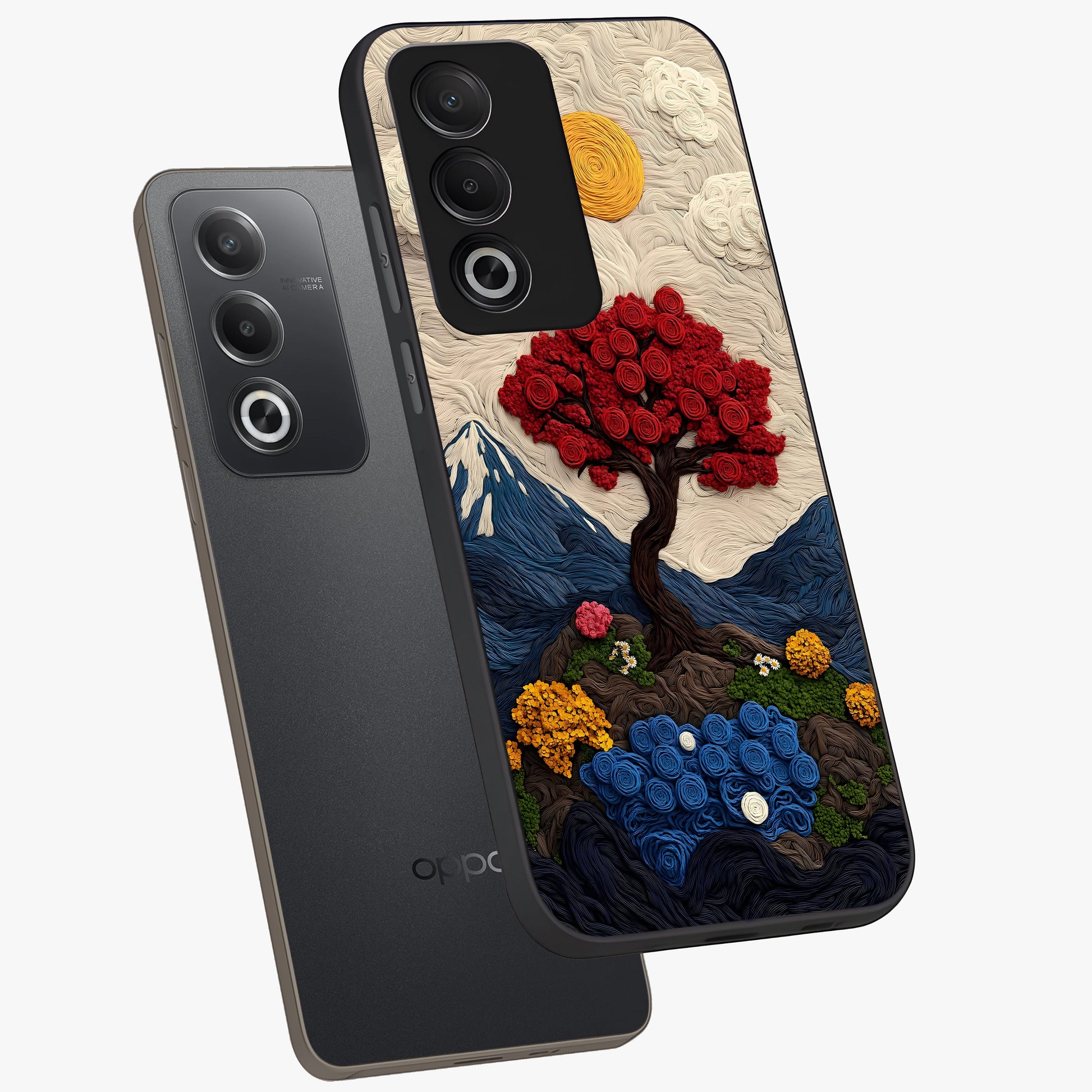 Eternal Nature Tapestry Glass Case displayed in angled mockup highlighting detailed botanical pattern with artistic aesthetic.