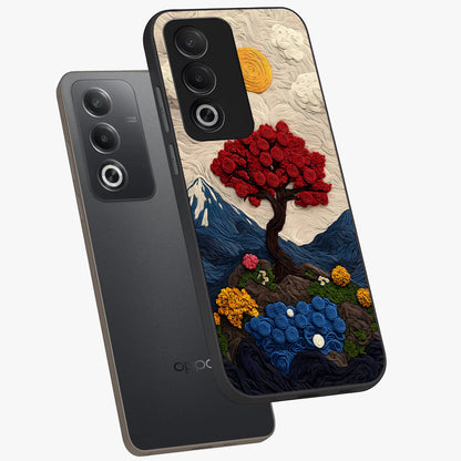 Eternal Nature Tapestry Glass Case displayed in angled mockup highlighting detailed botanical pattern with artistic aesthetic.