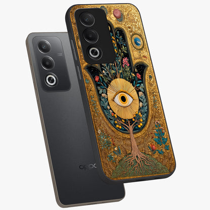 Ethereal Evil Eye Glass Case displayed in angled mockup highlighting protective evil eye symbol with spiritual aesthetic design.