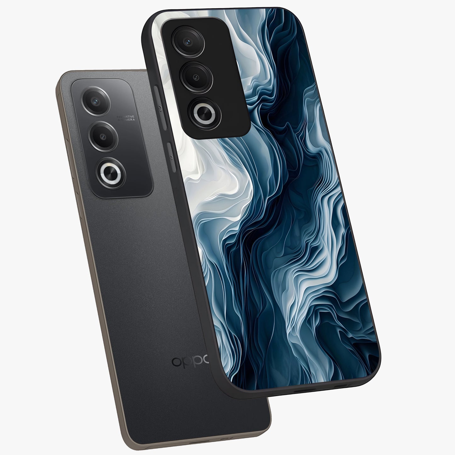 Ethereal Paper Marble Glass Case displayed in angled mockup highlighting elegant marble pattern with modern aesthetic style.