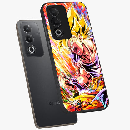 Firing Goku Glass Case displayed in angled mockup highlighting dynamic anime character design with action aesthetic.