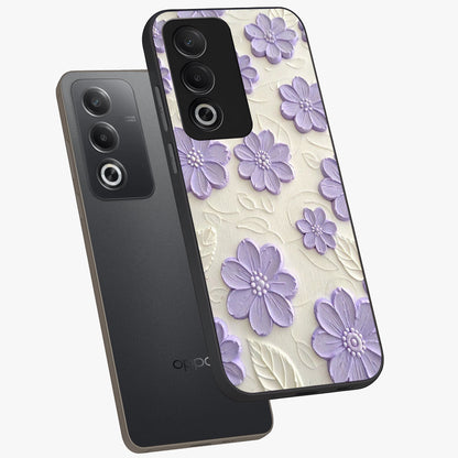 Floral Wall Art With Purple Flowers Glass Case displayed in angled mockup highlighting vibrant purple floral illustration with artistic aesthetic.