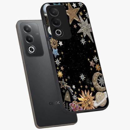 Galactic Jewel Stars Glass Case displayed in angled mockup highlighting shining celestial star design with cosmic aesthetic style.