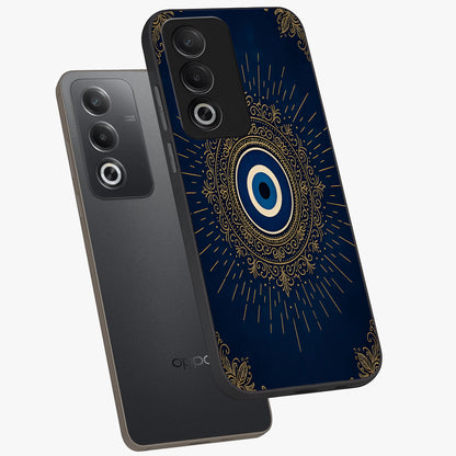 Golden Celestial Charm Glass Case displayed in angled mockup highlighting sparkling cosmic charm design with celestial aesthetic.
