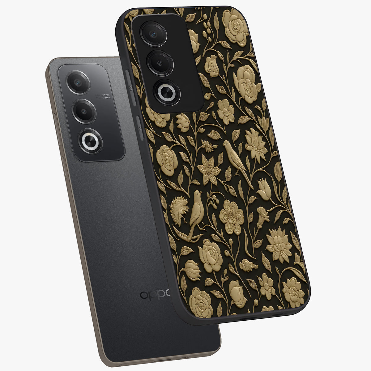 Golden Evil Eye Mandala Glass Case displayed in angled mockup highlighting protective evil eye symbol with golden mandala design.