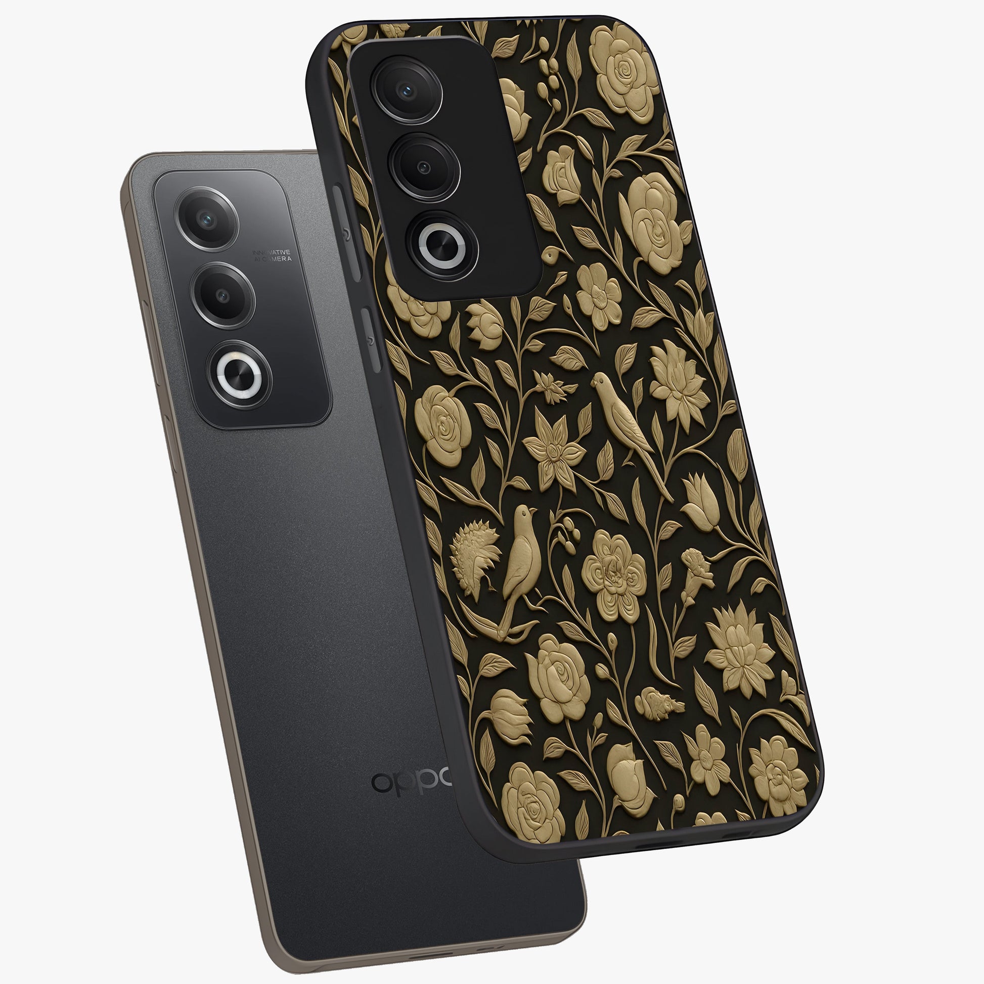 Golden Evil Eye Mandala Glass Case displayed in angled mockup highlighting protective evil eye symbol with golden mandala design.